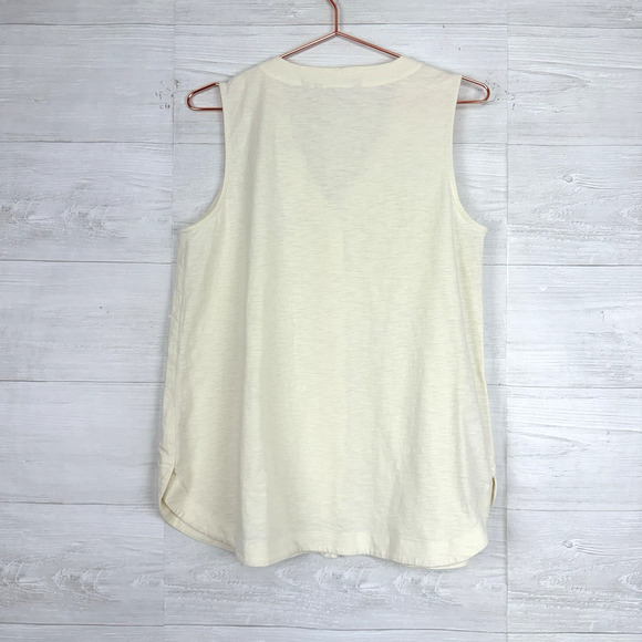 Soft Surroundings Sleeveless V-neck Vest Tank Top Medium Cream Artsy Buttons - Picture 7 of 14